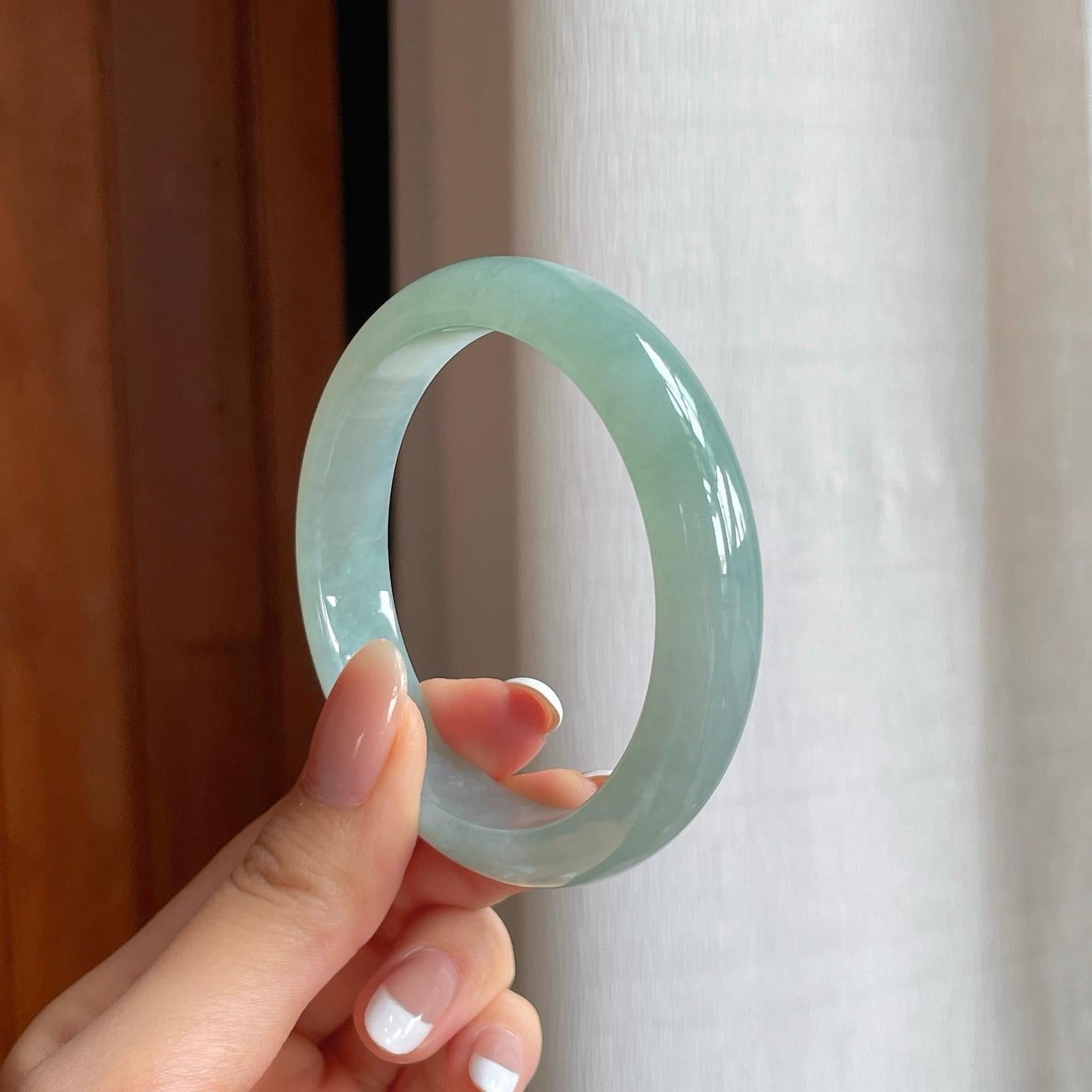糯冰晴底翡翠平安镯（55.2mm)（yc374789）