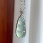 18k金镶冰种蓝晴底翡翠豆子（yc244882）