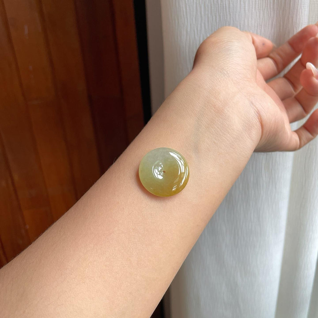 糯冰黄翡翡翠平安扣（yc261420）