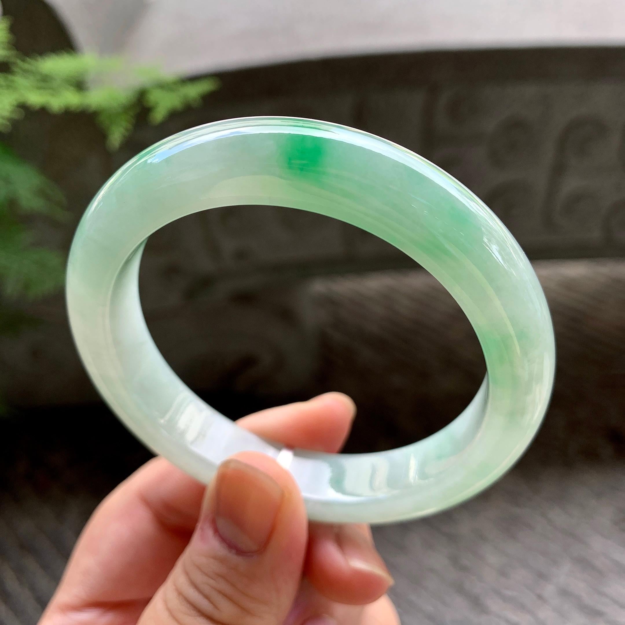 细糯种飘花平安镯（57.3mm）（yc202365）