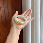 糯冰晴底飘黄翡翠平安镯（54.5mm)（yc397153）