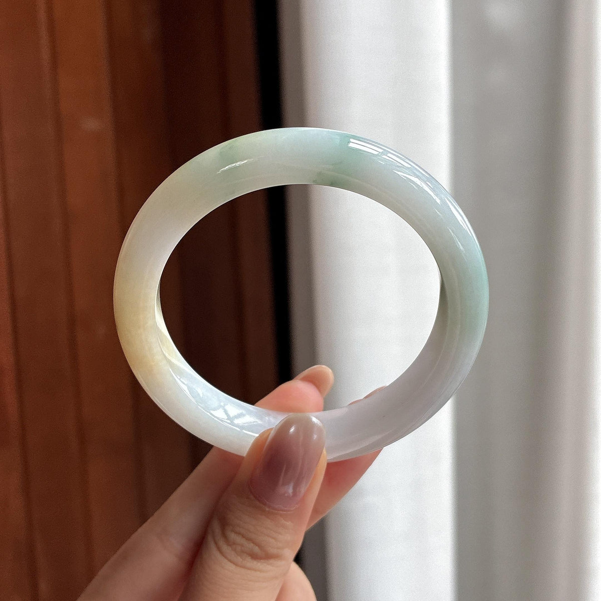糯冰黄翡飘花正圈平安镯 54圈（yc708851）