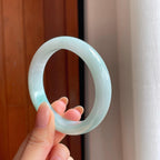 糯冰带色翡翠平安镯（56.3mm)（yc375380）