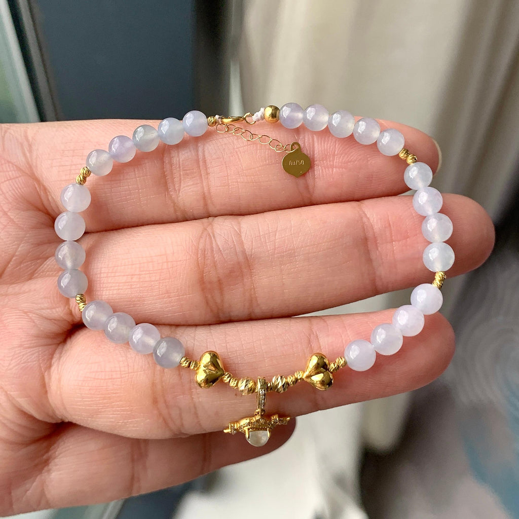 糯冰种淡紫罗兰手链（yc230955）