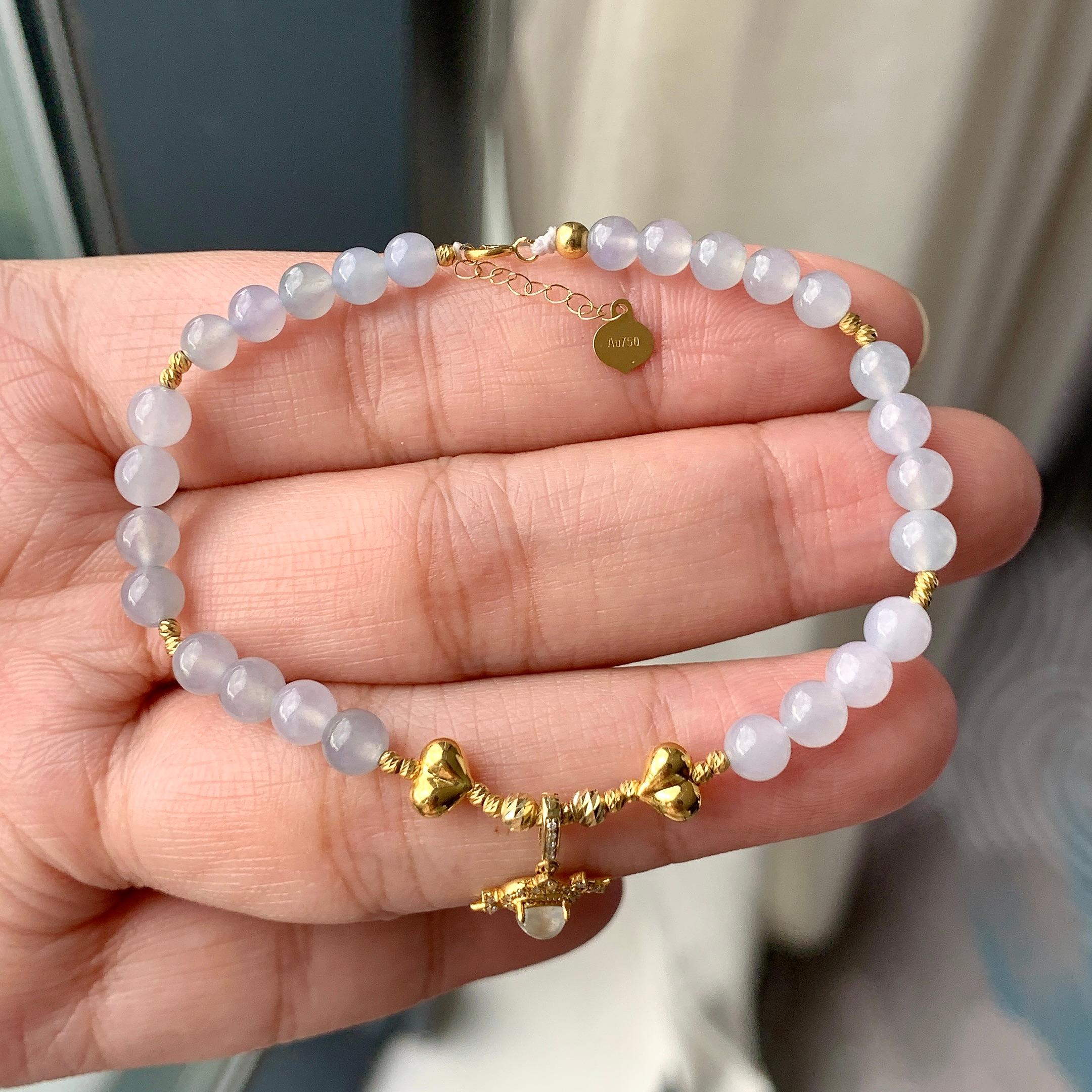 糯冰种淡紫罗兰手链（yc230955）