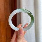 糯冰带色翡翠平安镯（53mm)（yc360247）