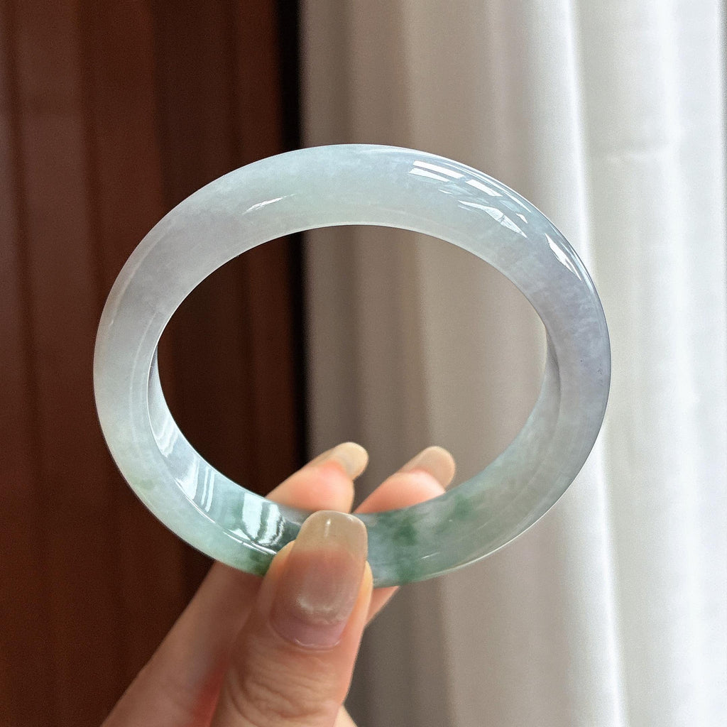 细糯种飘花正圈平安镯 56圈 天然缅甸A货翡翠（yc464561）