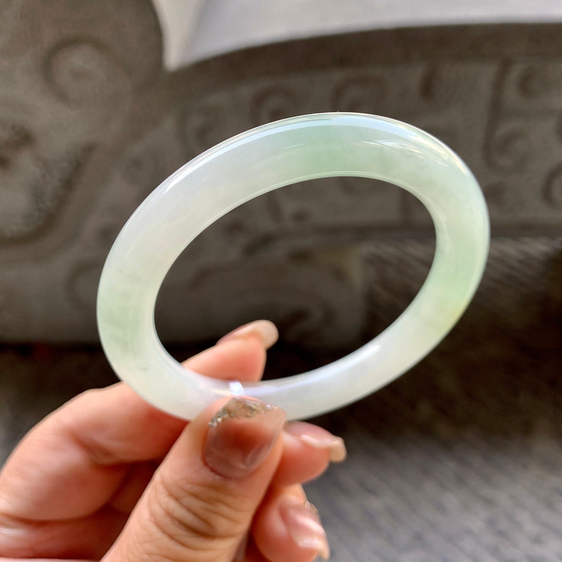 细糯种飘黄翡圆条手镯（51.8mm）（yc296333）