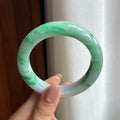 糯冰飘花翡翠平安镯（54.6mm)（yc422957）