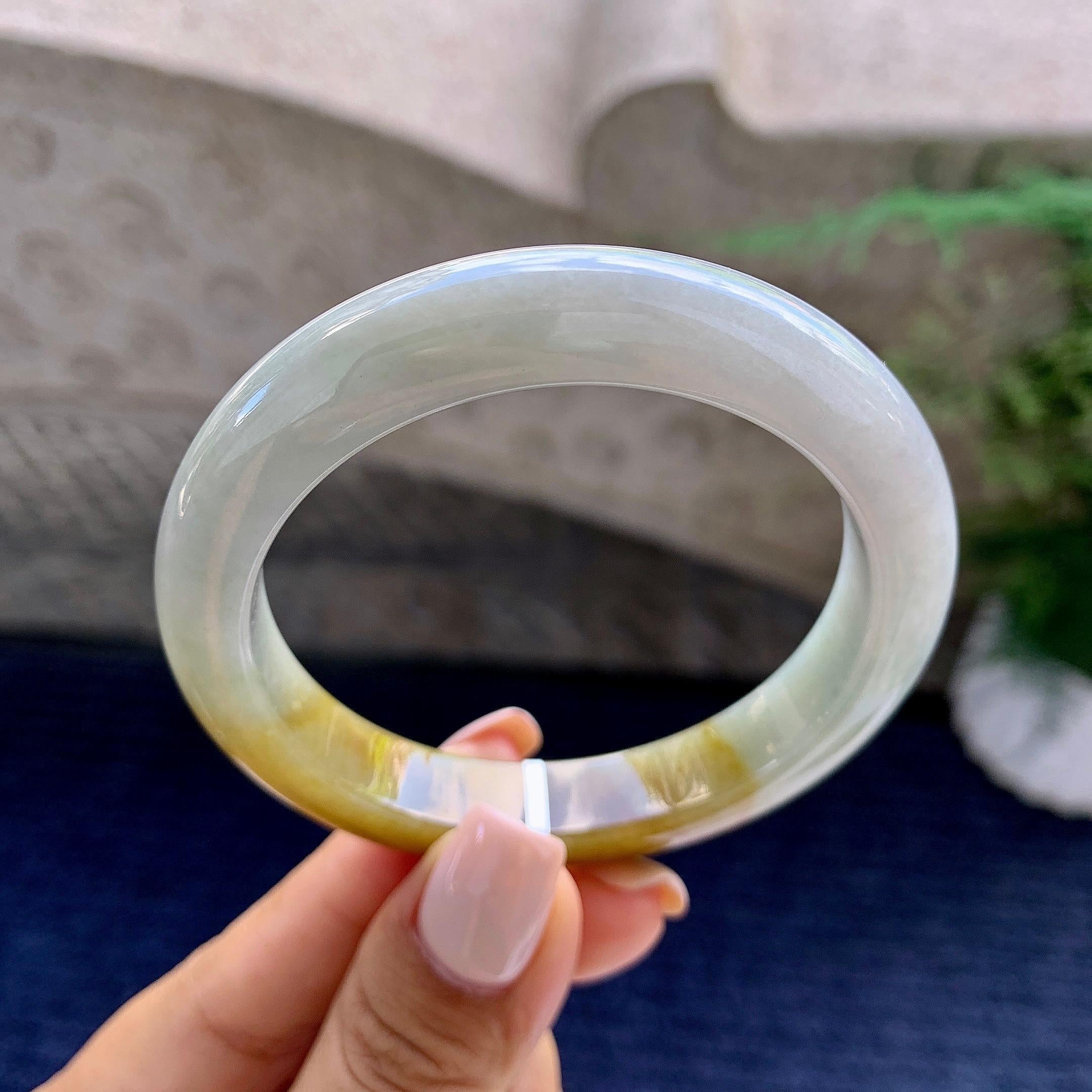 糯种黄翡平安镯（53.7mm）（yc223952）
