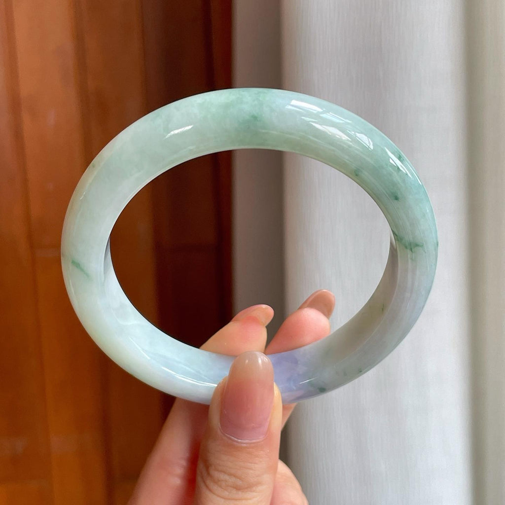 糯冰春彩翡翠平安镯（61mm)（yc360249）