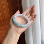 糯种飘花翡翠平安镯（56mm）（yc221949）