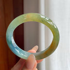 糯冰黄翡特色翡翠平安镯（54.7mm）（yc240480）