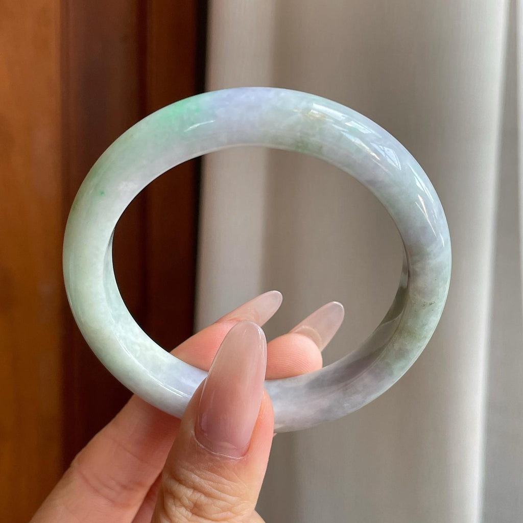 细糯冰飘花翡翠平安镯（54mm）（yc282590）