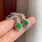 18k真金真钻镶冰种满绿翡翠葫芦耳坠（yc248492）