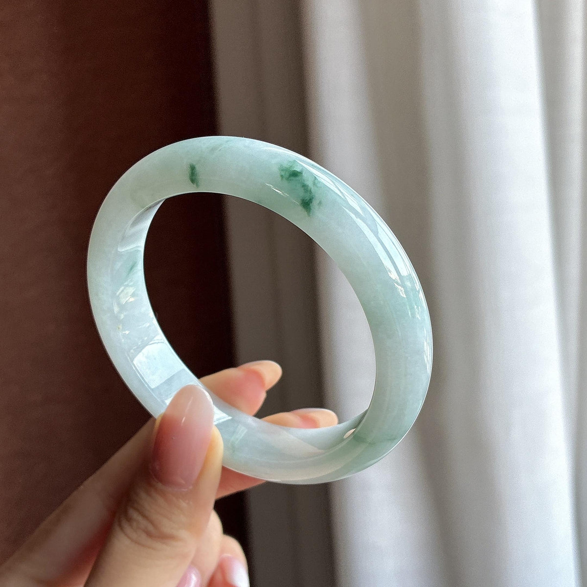 细糯冰飘花正圈平安镯 56圈（yc746521）