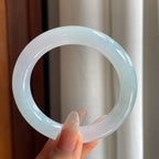 糯冰春彩底子圆条翡翠手镯（56.5mm）（yc246206）