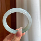 冰种半山半水翡翠平安镯（58mm）（yc295076）