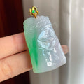18k金扣糯冰种带色翡翠竹节挂件（yc187605）