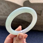 细糯种淡晴底圆条手镯 56圈口 天然缅甸A货翡翠（yc345057）