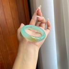 冰种晴绿底飘黄翡翠平安镯（51mm）（yc264133）