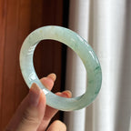 糯冰飘花带洒金正圈平安镯 56圈 天然缅甸A货翡翠（yc454501）