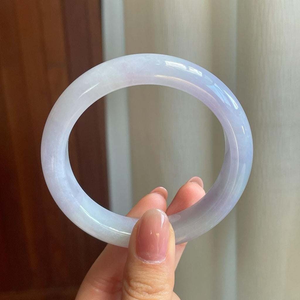 糯冰淡春底翡翠平安镯（57mm)（yc329482）
