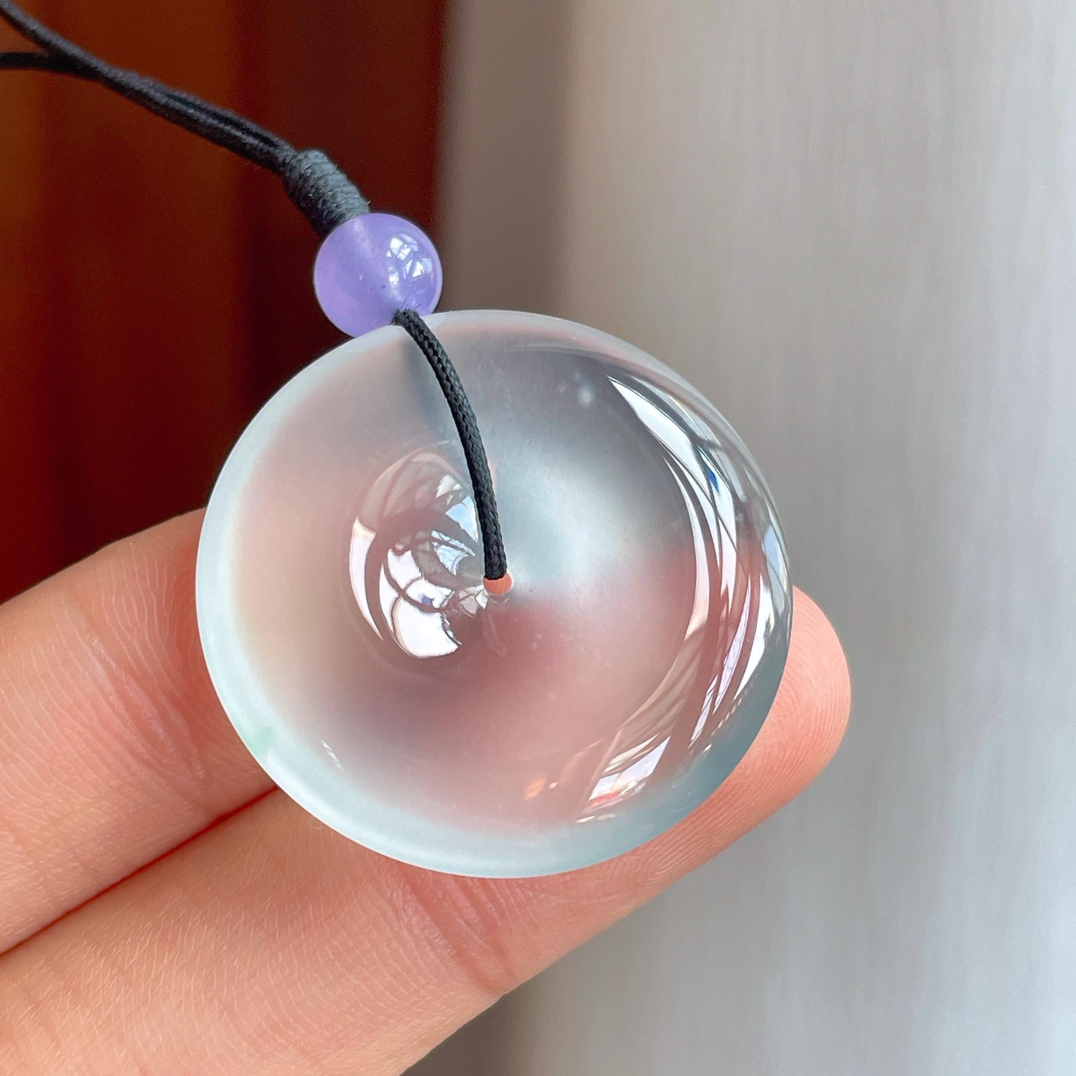 玻璃种无色翡翠平安扣（yc344453）