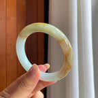 细糯冰黄翡圆条手镯 56圈天然缅甸A货翡翠（yc440016）
