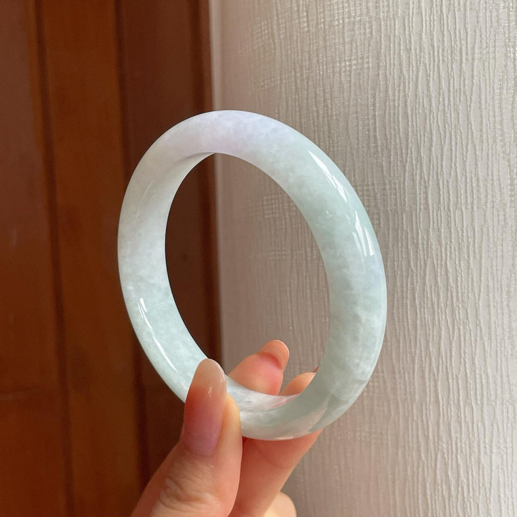 糯冰带色翡翠平安镯（59.5mm)（yc354251）