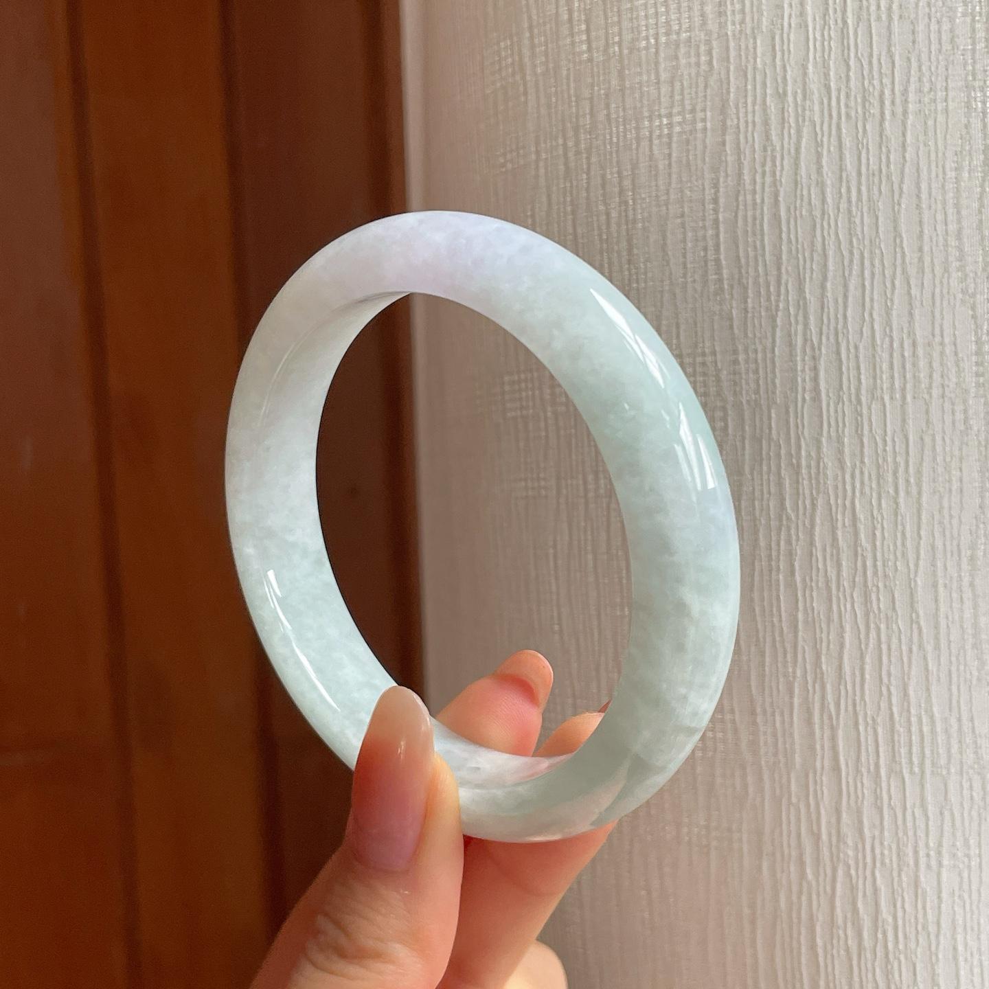 糯冰带色翡翠平安镯（59.5mm)（yc354251）