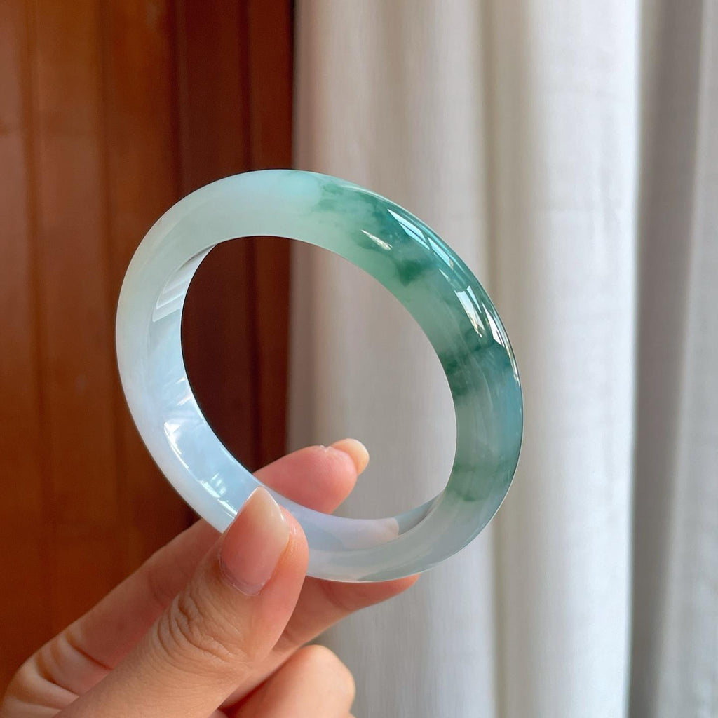 糯冰飘花翡翠平安镯（57.8mm）（yc400166）