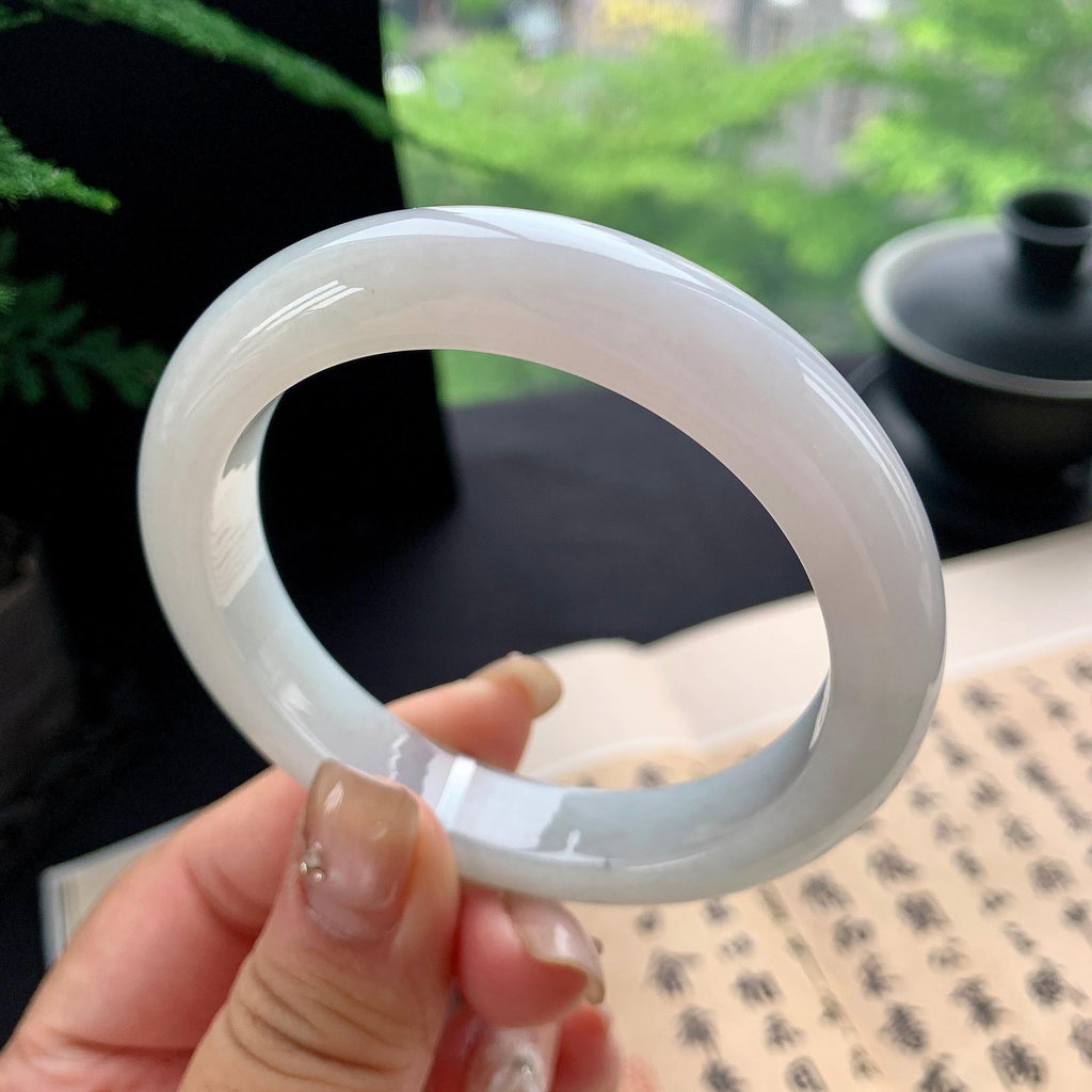 细糯种无色正圈平安镯 57圈口 天然缅甸A货翡翠（yc473091）