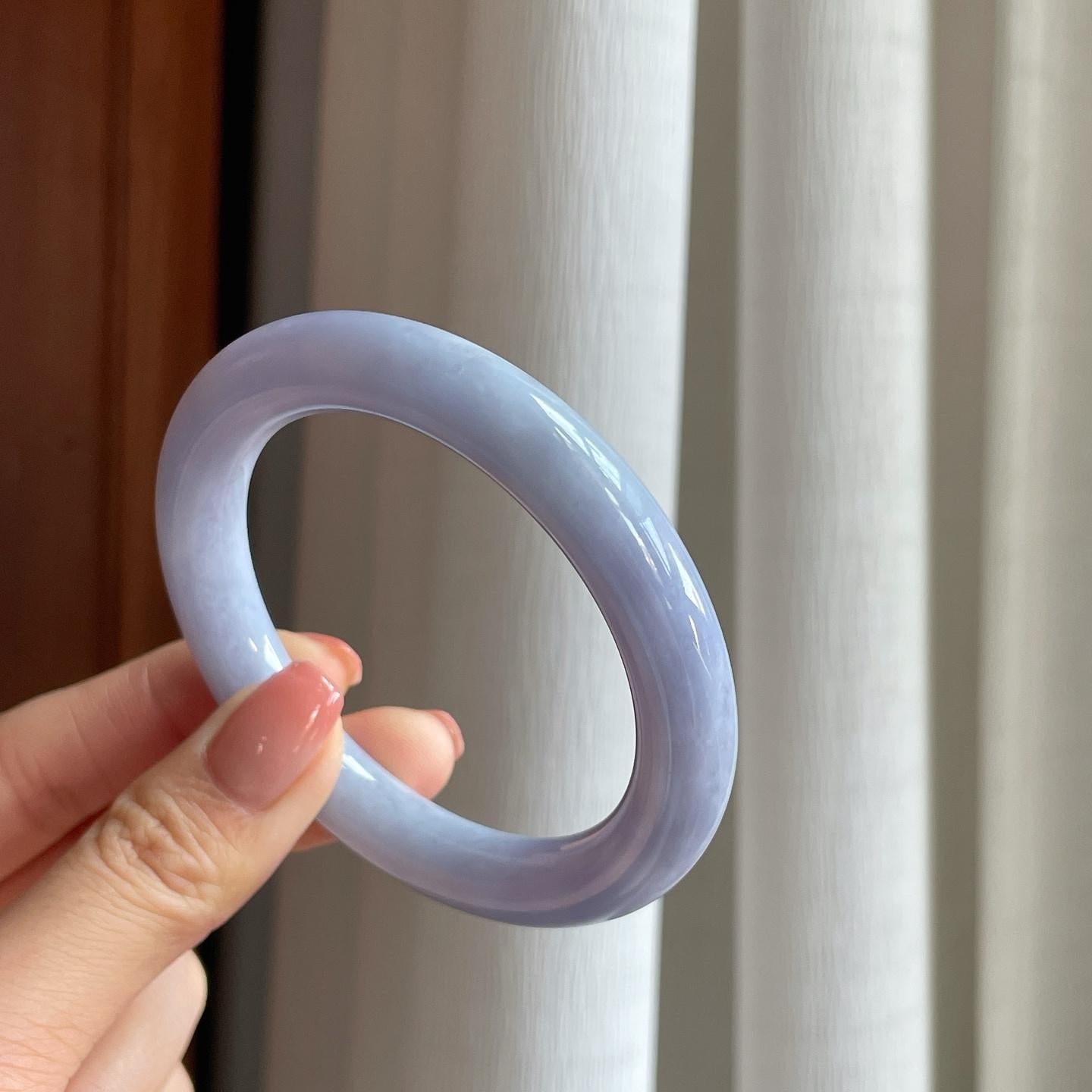 糯冰紫罗兰翡翠圆条手镯（54.5mm）（yc310298）