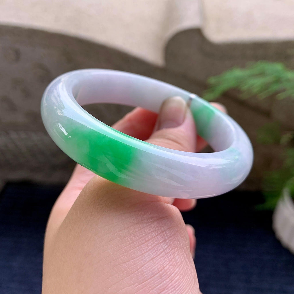 细糯种飘阳绿平安镯（55.8mm）（yc194566）