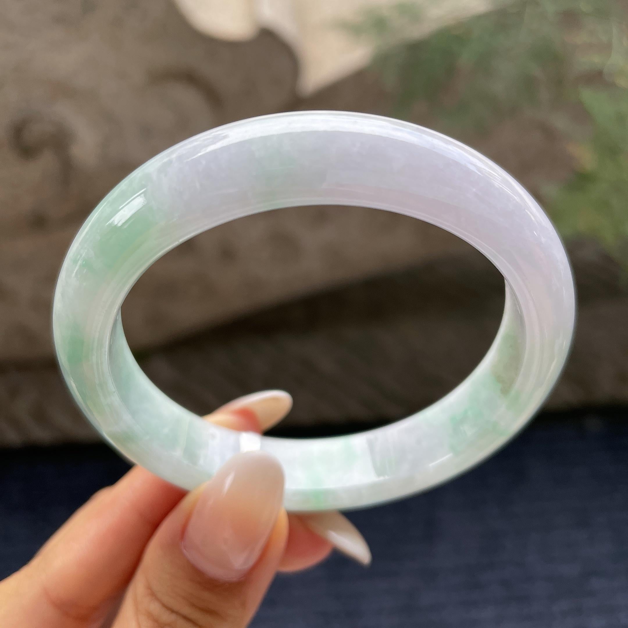 细糯种飘花正圈平安镯56.3圈      天然缅甸A货翡翠（yc421242）