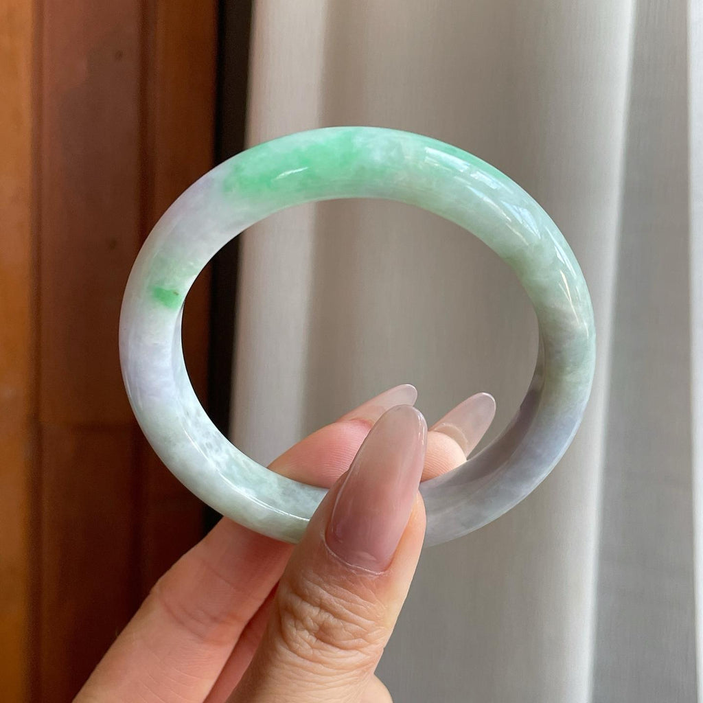 细糯冰飘花翡翠平安镯（54mm）（yc282590）