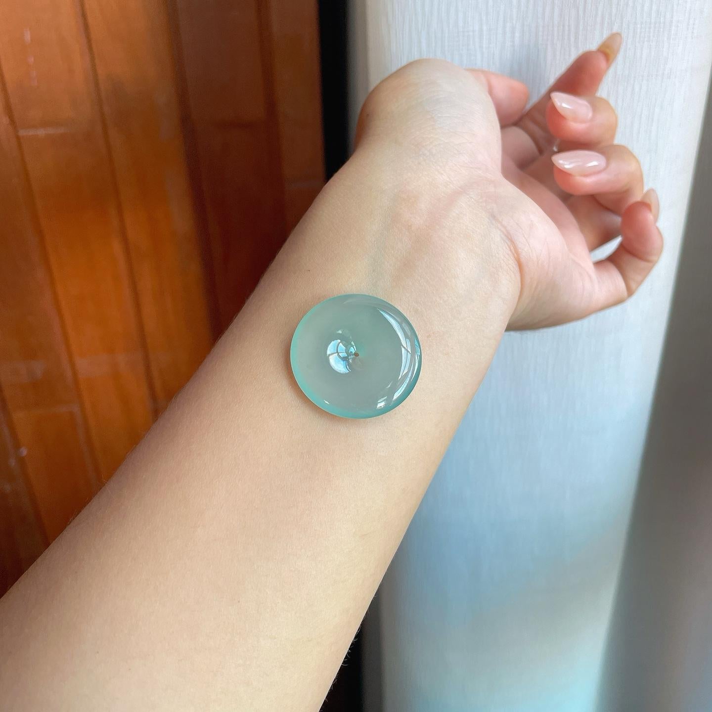 冰种蓝底翡翠平安扣（yc242739）