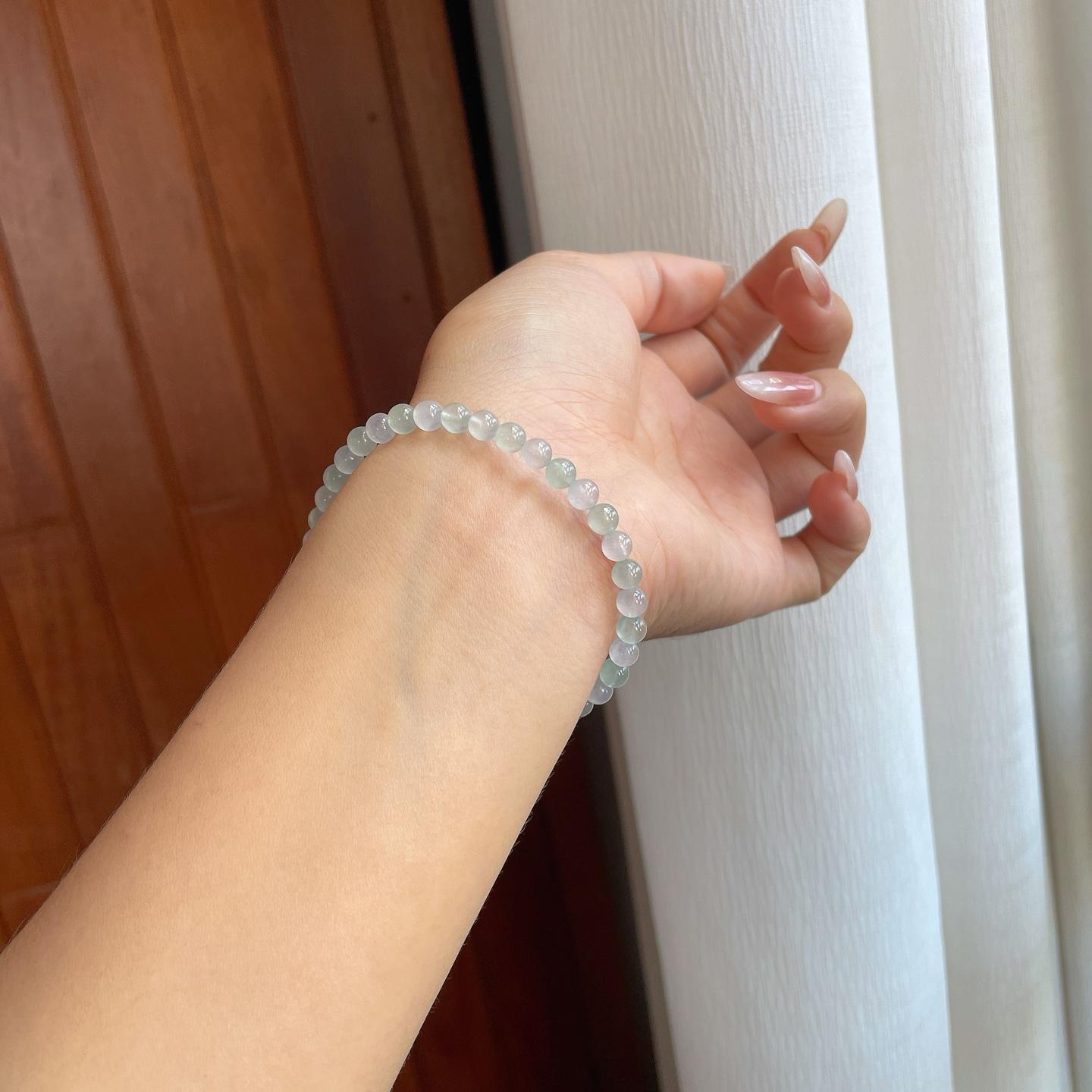 冰种双色翡翠珠串手串（yc267479）