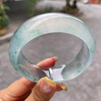 宽版轮胎镯    高冰种蓝底飘花宽版轮胎镯58.7圈       天然缅甸A货翡翠（yc378730）