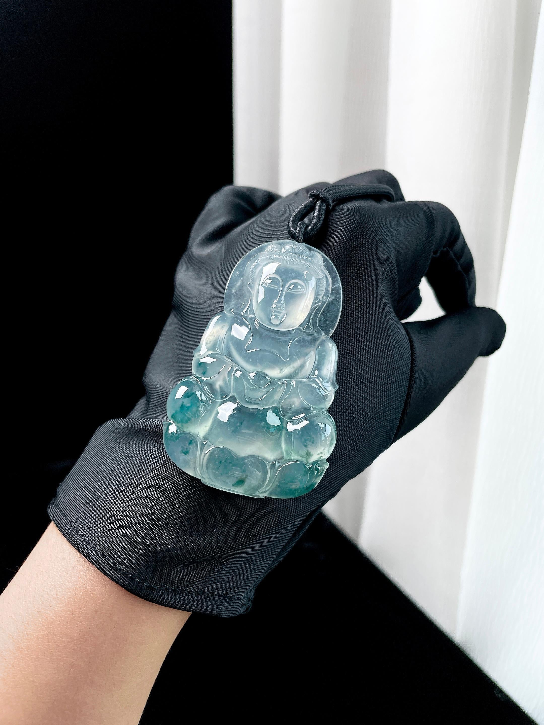 冰种飘花翡翠观音（yc349426）