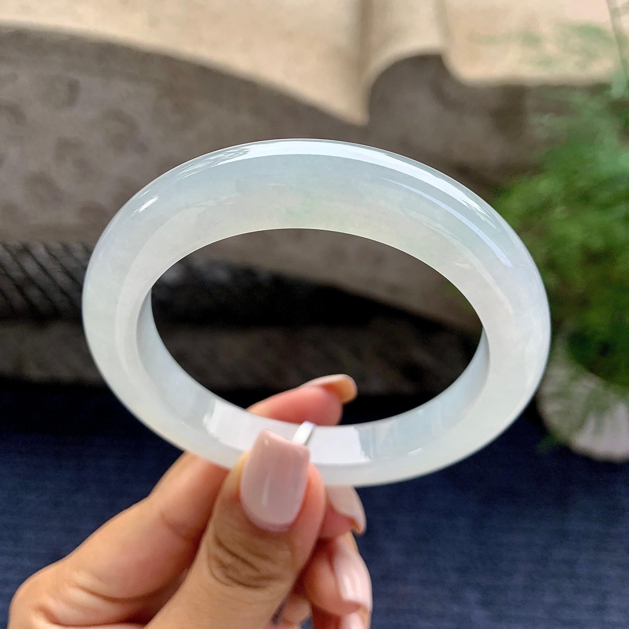 糯冰种飘花平安镯（56.6mm）（yc229259）