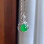 18k金镶冰种满绿翡翠蛋面（yc241864）