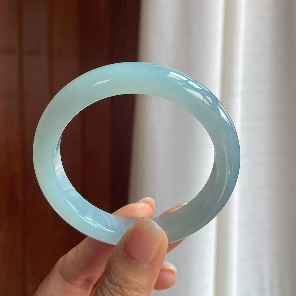 糯冰蓝晴底翡翠平安镯（58mm）（yc397207）