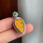 18k金镶冰种黄翡叶子（yc250558）