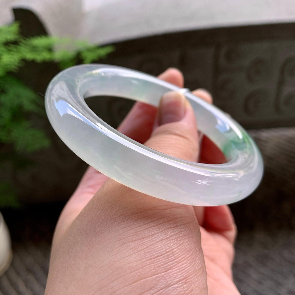 糯冰种飘花圆条手镯（55.8mm）（yc202345）