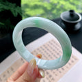 大圈口 细糯种飘绿正圈平安镯60圈 天然缅甸A货翡翠（yc473055）