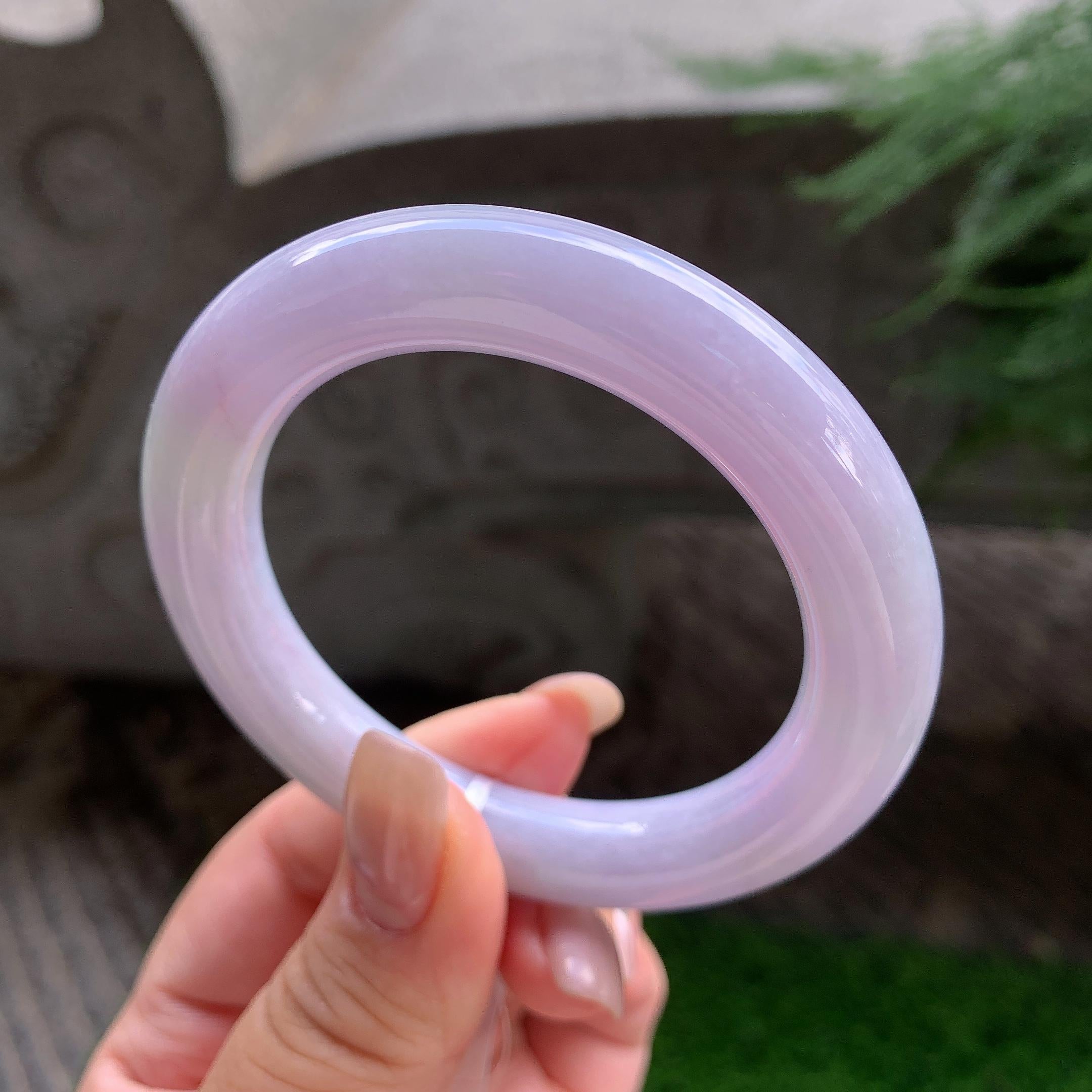 细糯种紫罗兰圆条手镯  54.2圈口  天然缅甸A货翡翠（yc418852）