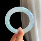 冰种淡底色翡翠圆条手镯（58mm)（yc324017）
