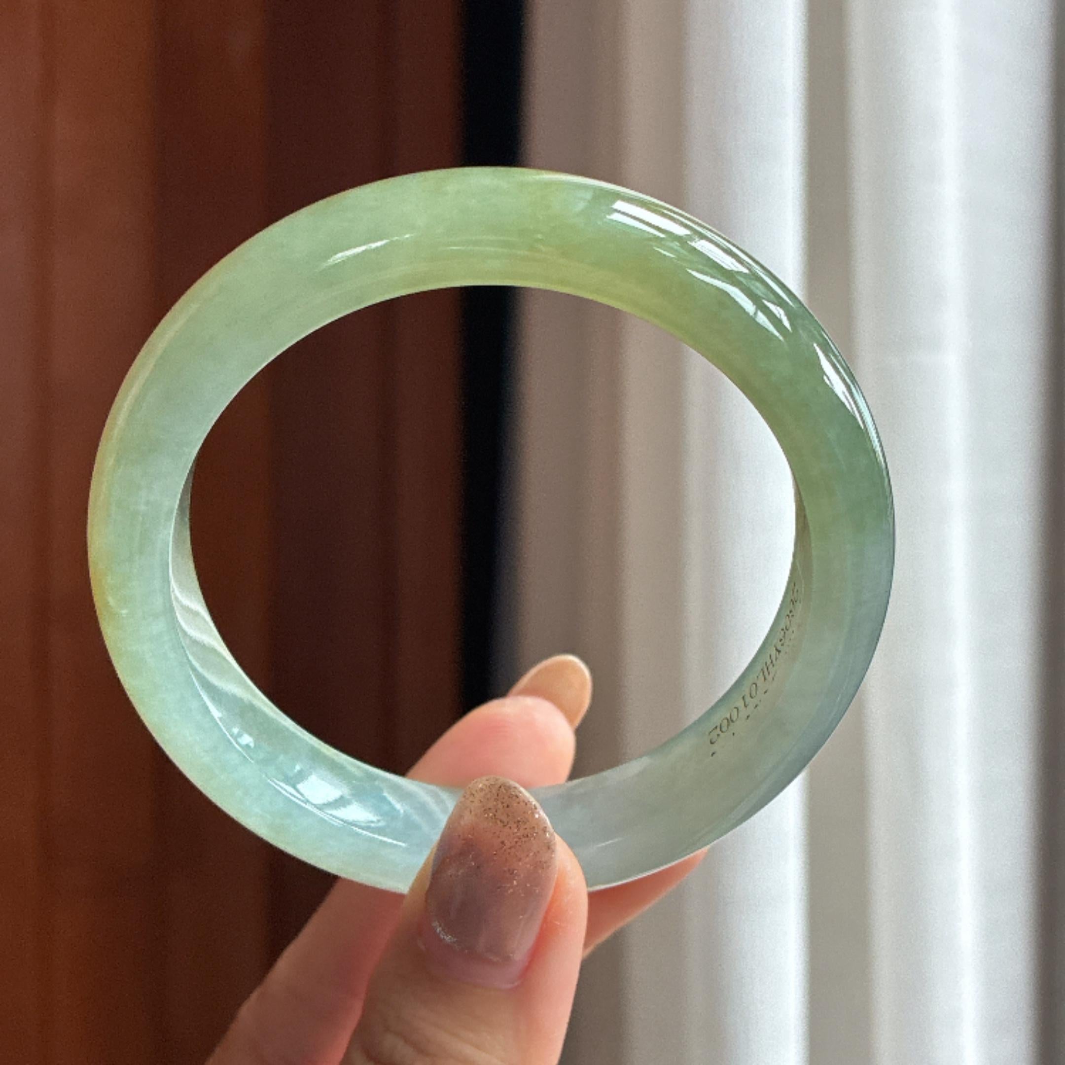 Vòng tay bọc vàng ngọc phỉ thúy vòng tròn băng chủng 57 vòng, ngọc phỉ thúy tự nhiên loại A Myanmar (yc451528)